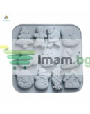 Силиконова форма за коледни сладки и шоколад силиконов коледен молд с 11 различни фигурки